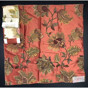 Silk Fabric By Maxwell Topanga Salsa Floral Print New Sample Remnant Red Green